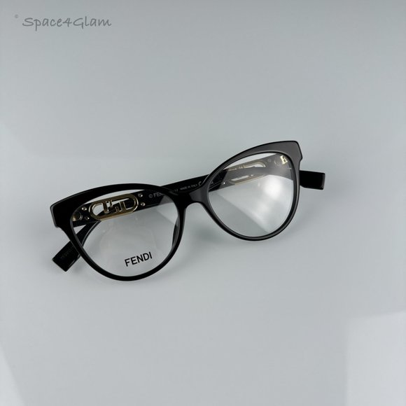 NEW Fendi FE50026I 001 Black Demo Cat Eye Women Eyeglasses FE 50026I - Picture 4 of 5